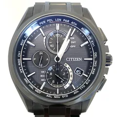 【ほぼ未使用】腕時計 メンズ シチズン CITIZEN アテッサ ブラックチタンシリーズ AT8044-56E H804-T019731 電波ソーラー エコドライブ デイト表示 黒 チタニウム 10気圧防水