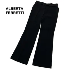 【ALBERTA FERRETTI/アルベルタ・フェレッティ 】フレアパンツ ストレッチパンツ ブラック 黒 センタープレス イタリア製 ビジネス フォーマル（中古）