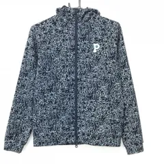 【超美品】パーリーゲイツ ジップパーカー ネイビー×白 総柄 フード  レディース 1(M) ゴルフウェア 2025年モデル PEARLY GATES