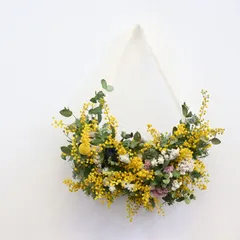 ミモザ香る春のハーフリース｜ドライフラワー