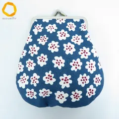 #ae マリメッコ marimekko ポーチ がま口 青系 白 エンジ 花柄 総柄 コットン 北欧 フィンランド製 レディース [928680] k01