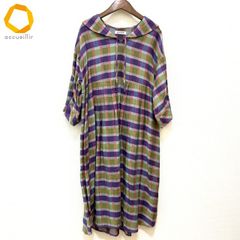 Jocomomola チェックワンピース マルチカラー 七分袖 ゆったり 上品