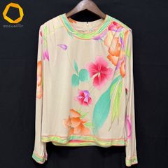 美品】 レオナール プチネック カンカン ブラウス フラワー柄 M