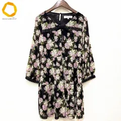 #anc スーパービューティー Super Beauty ワンピース 42 黒 マルチ 花柄 レース パワーネット 大きいサイズ レディース [984147]