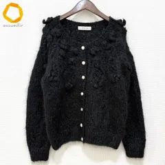 #wnc カネコイサオ KANEKO ISAO カーディガン 黒 ニット 花モチーフ モヘア パールボタン レディース [970974]