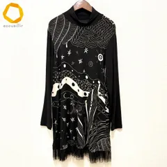 #anc トクコ TOKUKO1erVOL カットソー 9 黒 ベージュ系  チュニック ハイネック 柄 チュール フリル レディース [984296]