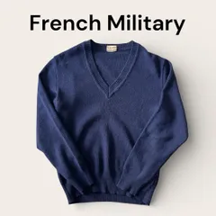 フランス軍　SAINT JAMES セントジェームス Vネックニット ネイビー ウールのサムネイル