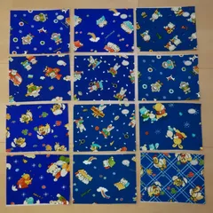 昭和レトロ　メリンス和柄ハギレ 12枚セット　見本帳剥がし・まとめ売り  G