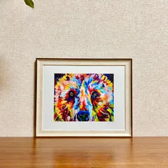 新品☆額縁付アートポスター☆Sarah Stribbling（サラ・ストリブリング）☆動物画☆ペット肖像画家☆グリズリー☆熊☆605