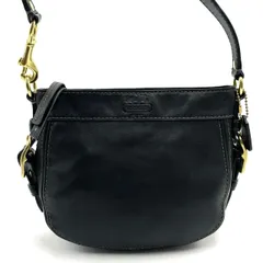 極美品● COACH コーチ ハンドバッグ ワンショルダー アクセサリーポーチ  ロゴ チャーム Y2K ブラック レザー