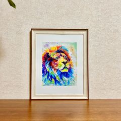 加藤龍山 日本画「赤い太陽にホワイトライオン」と水墨画昇龍の