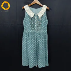 #snc ロイスクレヨン LoisCRAYON ワンピース M 青系 アイボリー サイドジップ レース フリル ノースリーブ 花柄 レディース [989978]