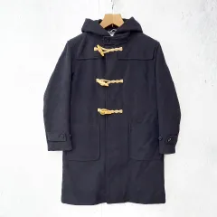 HARVARD ハーバード ダッフルコート ロング フード付 ウール混 アウター ブラック Mサイズ ◎、◇〇☆