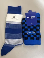 送料無料！！CK カルバンクライン,QCLOUD   ブルーソックス2点セット　25〜27cm  #80212MOAMT