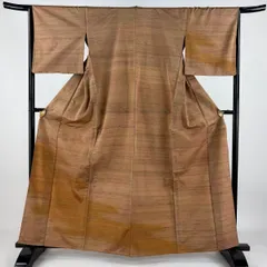 【在庫一掃】 付下げ 身丈161.5cm 裄丈64cm M 単衣 霞 茶色 正絹 美品 優品 一つ紋 【中古】