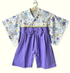 【もれなくプレゼント】羽織はかまロンパース カバーオール　女の子60.70.80.90cm　パープル系