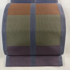 【在庫一掃】 袋帯 美品 秀品 幾何学模様 灰紫 全通 正絹 【中古】