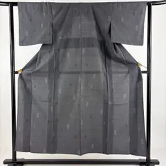 【在庫一掃】 【美品】 小紋 身丈152cm 裄丈60cm S 単衣 墨色 正絹 名品 【中古】
