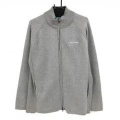 【美品】トミーヒルフィガー ニットジャケット 杢グレー ネック内側フリース 袖ロゴ刺しゅう  メンズ XL ゴルフウェア Tommy Hilfiger Golf