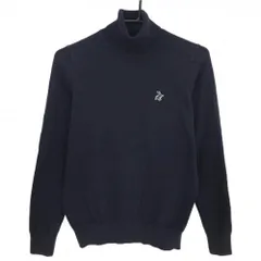 ジャックバニー タートルネックセーター ネイビー×グリーン 胸ロゴ ニット レディース 1(M) ゴルフウェア Jack Bunny