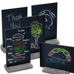 NOELAMOUR 卓上ミニ ブラックボード 黒板 両面 5個 22×15cm 木製スタンド メニューボード メニュースタンド POP 案内用 カフェ 店舗用 (5) [5]