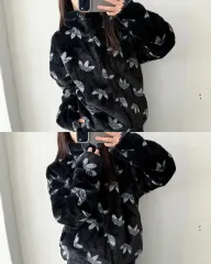 adidas アディダス モノグラム ロゴ ファー フリース ジャケット