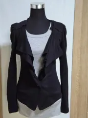 ブラックフリルニットカーディガン