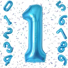 数字バルーン ブルー アルミ風船 誕生日 40インチ ナンバー1 ハッピーバースデー 飾り付け  記念日 お祝い パーティー 結婚式 披露宴