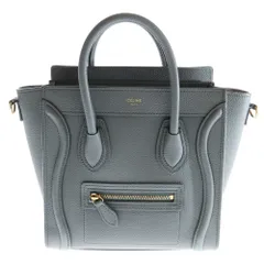 CELINE (セリーヌ) ラゲージナノ 2WAYバッグ ショルダーバッグ ハンドバッグ レザー グレー ゴールド金具