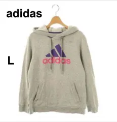 adidas アディダス パーカー L グレー ロゴプリント　裏起毛