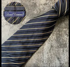 Daniel Cremieux ネイビー ストライプ シルク ネクタイ[MSE117]