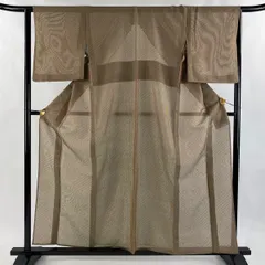 【在庫一掃】 【美品】 小紋 身丈157.5cm 裄丈64cm M 薄物 幾何学 灰緑 正絹 名品 【中古】