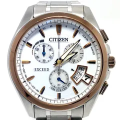 腕時計 メンズ シチズン CITIZEN エクシード EBS74-5102 H610-T017118 電波ソーラー ホワイト チタニウム デイト表示 クロノグラフ