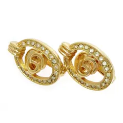 【中古】Christian Dior クリスチャンディオール GP ラインストーン CDロゴ イヤリング レディース ゴールド 529557 イヤリング