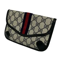 △△GUCCI グッチ ポーチ OLD GUCCI シェリーライン ネイビー