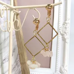 ～恋のお守りを身につけて～ローズクォーツ天然石イヤリング ハンドメイド oh-02008