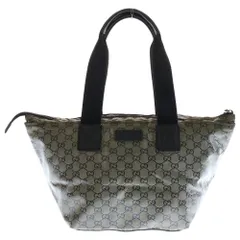 GUCCI (グッチ) シェリーライン GGキャンバス ハンドバッグ トートバッグ ブラック×ゴールド ナイロン 131230 ブラック金具