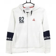 ルコック ジップパーカー 白×ネイビー プリント ジャケット レディース M ゴルフウェア le coq sportif