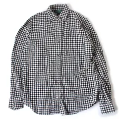 WA26365 Lauren Ralph Lauren ローレンラルフローレン ボタンダウンシャツ 長袖 チェック柄 ブラック×ホワイト 黒×白 P/S リネン