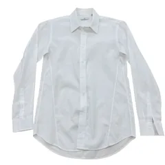 +J ユニクロ エクストラファインコットン スリムフィットシャツ ホワイト S クリーニング済み サイドラインデザイン