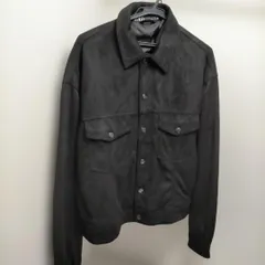 ZARA メンズXL ブラック フェイクスエード調 ジャケット ボタン開閉 胸ポケット付き 秋冬アウター 260212-13A