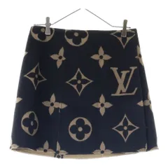 LOUIS VUITTON (ルイヴィトン) 21SS モノグラム ジャイアント シルク混 ウール タイトミニスカート ブラウン レディース RW211W TUV FKSK06