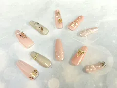 ハンドメイド    ネイルチップ10個セット    ピンク系