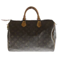 LOUIS VUITTON (ルイヴィトン) モノグラム スピーディ35 ボストンバッグ ハンドバッグ ブラウン レザー×PVC M41524 ゴールド金具