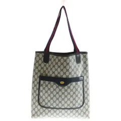 GUCCI (グッチ) オールドグッチ シェリーライン ハンドバッグ トートバッグ ネイビー PVC 904 02 003 ゴールド金具