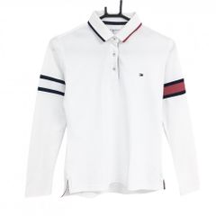 トミーヒルフィガー 長袖ポロシャツ 白 袖ライン レディース M ゴルフウェア Tommy Hilfiger Golf