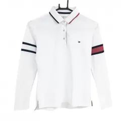 トミーヒルフィガー 長袖ポロシャツ 白 袖ライン レディース M ゴルフウェア Tommy Hilfiger Golf