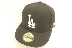 【中古】 NEW ERA メンズキャップ 7 LA 59FIFTY キャップ NEW ERA 7(8.3) 黒 ブラック 無地