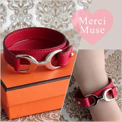 ❤お得なお品❤パバンブレスレット レッドｘシルバー金具 エルメス MerciMuse メルシーミューズ