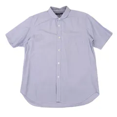 コムデギャルソン オムCOMME des GARCONS HOMME ストライプラウンドカラー半袖シャツ 青L